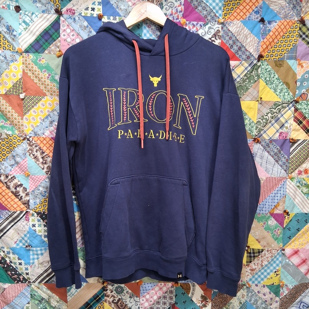 Under Armour IRON Paradise Embroidered Navy Blue Hoodie Size Small Project Rock
